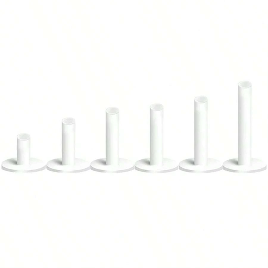 FINGER TEN Golf Rubber Tee Set 6pcs, Durable Mixed Set Includes 1.5", 2.25", 2.75", 3", 3.13", 3.75" Height Practice Tees, Suitable For Indoor, Outdoor And Driving Range Use - White - View 1