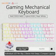 AJAZZ NK61 Wired Mechanical Keyboard, Full-Color Mixed Backlight, Side Ambient Light Box, 61 Keys With Flowing Light, Supports Hot-Swappable Keycaps, Red Switch, Micro-Adjustable Satellite Axis. Gaming Keyboard, Portable Keyboard - Multicolor - View 21