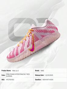 Nike Ja 3 Pink Foam– Men's Lifestyle Sneakers – Shoes For Man -Vintage-Spring & Summer-Inspired Running Shoes, Shock-Absorbing Comfort, Gym To Streetwear Casual Wear-Back To School-HF2793 601 - Pink Foam/Hyper Pink/Silt Red - 查看 6