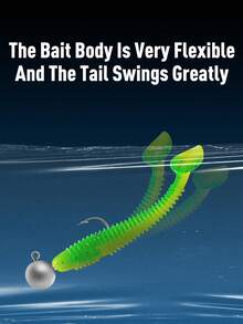 KINGDOM 20pcs T-Tail Soft Fishing Lure, 35mm/45mm/55mm/65mm PVC Soft Bait Sinking Swimbait, Flexible Tail Artificial Bait For Bass Trout Pike Perch Fishing Tackle Freshwater & Saltwater - Multicolor - View 8