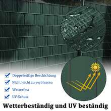 PVC Sichtschutzstreifen für Doppelstabmattenzaun UV‑beständig blickdichte Zaunfolie mit Befestigungsclips für Garten Balkon Terrasse - Grün - Übersicht 4