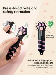 Multifunctional Pocket Folding Knife, Cute Cat Paw Retractable Curved Blade, Non-Slip Handle, Mini Portable Box Opener With Lanyard Hole, Home Daily Parcel Unboxing Craft Tool, Suitable For Students, Office Workers And Cute Gift Lovers - View 3