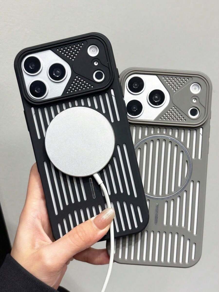 CteGlodrix 1pc Ultra‑Thin Hollow Heat Dissipation Magnetic Phone Case, Shockproof Protective Cover Compatible With IPhone 17 Pro Max,16,15,14,13 Pro