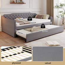Sofa Bed Frame Grey 202 X 139.5 X 81.5 Cm - Grey - View 6