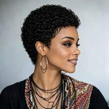 6 Inch Short Curly Wig For Women, Short Layered Machine-Made Full Head Wig, Elf-Like Curly Short Hair - Multicolor - View 8