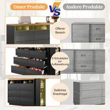 Expandable Bar Table With Storage - Black Sideboard For Bar Or Kitchen - Black - View 3