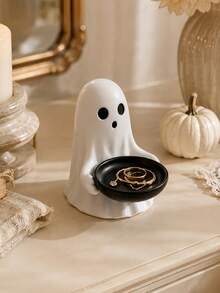 1pc Cute Ghost Jewelry Tray, Halloween Decor Ornament With Black Storage Dish, Can Store Rings, Earrings And Keys, Suitable For Vanity, Bedside Table And Entryway, Autumn Home Decor - Multicolor - View 5