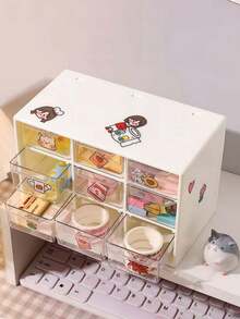 6-Compartment Desktop Drawer Jewelry Box, Drawer Design, Large Capacity Multi-Function Storage Rack, Transparent Multi-Layer Dust-Proof Storage, Suitable For Storing Cosmetics/Jewelry/Miscellaneous Items, Wall-Mounted Organizer, Portable Jewelry Rack, Office Supplies Cosmetics Storage Rack, Storage For Various Desktop Items, Ideal Choice For Makeup Artists, Students, Girls, Home Use, Suitable For Vanity, Desk, Bathroom And Other Multiple Scenes (Each Storage Box Comes With One Random Sticker) - Rectangle - View 5