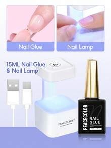 PEACECOLOR UV Cured Nail Glue For Press‑On Nails, Soak‑Off Strong Adhesive Fake Nail Gel Glue, Long‑Lasting Waterproof, Easy Application For Beginner Home DIY & Professional Salon Manicure - Multicolor - View 9