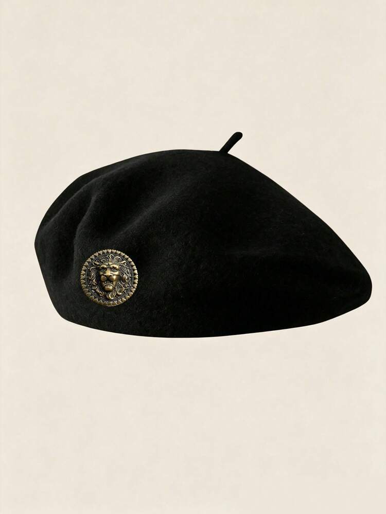 1pc Men's Autumn/Winter Lion Head Detachable Pumpkin Beret Hat, Japanese Casual Wool Warm Hat, Premium Niche Design Vintage Hat For Men, Detachable - one-size - View 12