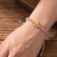 ZIRUISP 1pc Om Charm Bracelet Women Men, Crystal Beaded Adjustable Braided Rope Wristband, Boho Spiritual Jewelry, Yoga Meditation Accessory, Protection Gift - Yoga Bracelet - View 5