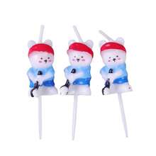 HIBIRTH 3pcs Creative Golf Bear Shaped Candles, Cartoon Pink & Blue Bear Cake Decor, Birthday Party Celebration Baking Toppers - View 9