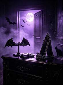 1 Set Halloween Bat Wing Glasses Holder/Phone Stand, Unique Gothic Style Desktop Decor, Exuding Eerie Atmosphere, Can Be Used As Punk Style Glasses Display Rack Or Cool Storage Accessory - Multicolor - View 1