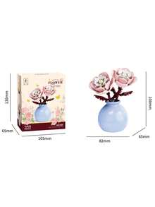 Flower Building Block Bouquet With Vase, DIY Building Block Plant Model, Aesthetic Room Desktop Decoration, Suitable For Children 6 Years And Above, Ideal Gift For Friends And Girls - Multicolor - View 14