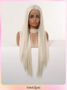 Topshe [Velvet Locks] Peruca Frontal de Renda HD 13x4, Linha de Cabelo Invisível Realista, Cabelo Liso de 32 Polegadas, Múltiplas Cores - Fibra Sintética Resistente ao Calor, Ondas Naturais Pré-Arrancadas, Peruca Feminina de Comprimento de Ombro, Adequada para Festa, Férias, Peruca Frontal de Renda Multifuncional Sem Cola - Multicolorido - Visão 6
