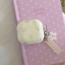 Fashion Creative Light Green Polka Dot Transparent White Flower + Pendant Earphone Case Suitable For AirPodspro3 New AirPodspro2 Protective Cover Pro Cute Apple AirPods4 Minimalist AirPods3 Personalized 1/2 Generation Women's Earphone Case Protective Cover Spring/Summer Earphone Case/Birthday Gift/Holiday Gift - White - View 6