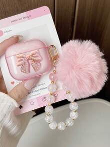 Cute Shiny Bow Crystal Earphone Protective Case Pendant Compatible With Pro3/Pro2, Also Compatible With 4/3/1/2 Earphone Protective Case - Pink - View 2