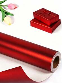 1pc Matte Red Gift Wrapping Paper,Premium Metallic Wrapping Sheets For Holidays, Christmas,Birthdays, Weddings, Tear-Resistant,Gift Accessories - Multicolor - View 1