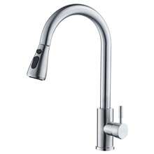 Klassischer Küchenwasserhahn mit ausziehbarem Brausekopf: Einteilig, Warm- und Kaltwasser, 360 Grad schwenkbar, verchromt, Keramikventil, Einloch-Installation, wassersparend, inklusive Installationszubehör und ausgestattet mit G1/2-Zulaufrohr - Silber - Übersicht 5