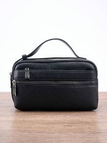 HOVI'S Tas Tangan Minimalis Retro Fashion Bisnis Kasual Portabel Kapasitas Besar Multifungsi Tas Genggam Tas Ponsel Tas Desainer - Hitam - View 8