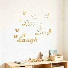 12pcs Golden Butterfly Mirror Stickers Wall Mirror Stickers Home Decoration - Multicolor - View 9
