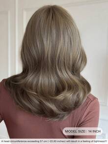 NAMM Short Curly Brown Wig With Bangs Shoulder-Length Body Wave Wig, Natural-Looking Synthetic Heat-Resistant Fiber Wig For Women Daily Party Use 14 Inch ( Chestnut Brown, Dark Brown, Blonde ) - Multicolor - View 2