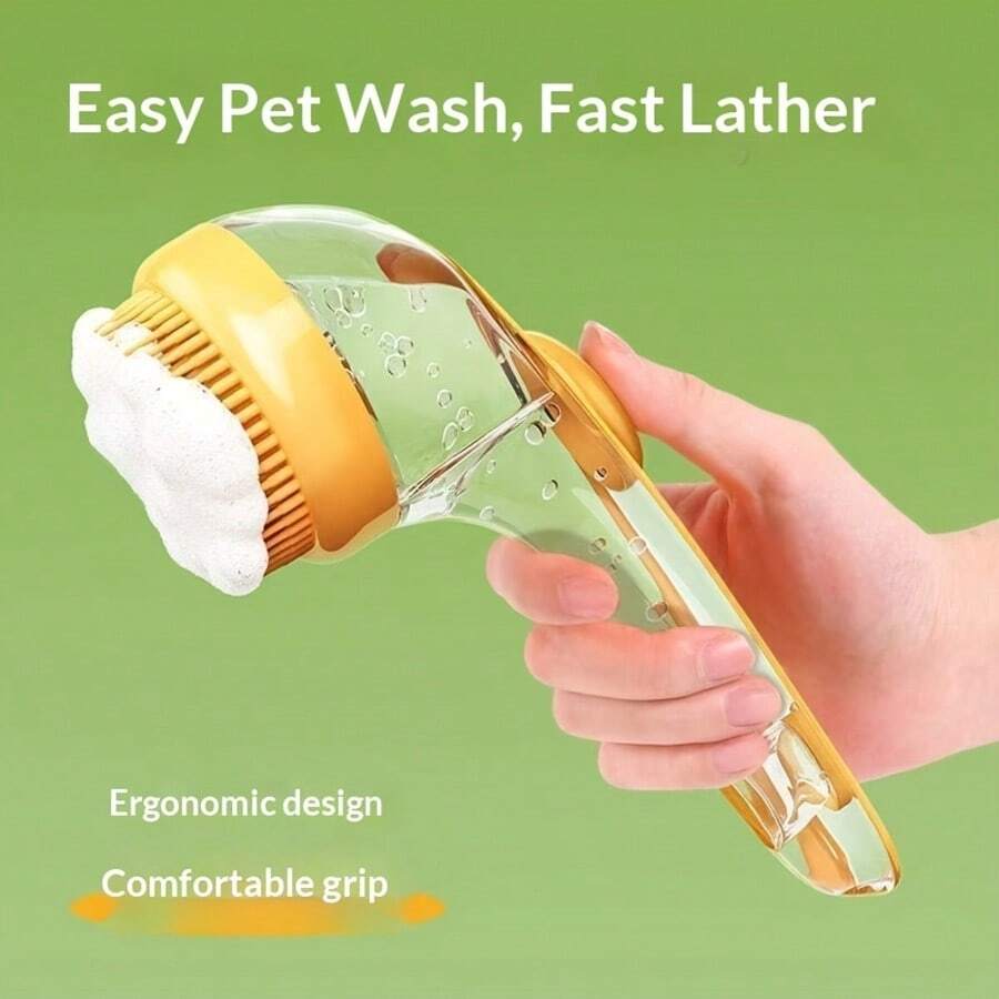 Pet Massage Bath Brush With Liquid Dispenser, Soft Silicone Bristles, Suitable For Dogs And Cats, Easy To Clean Comfortable Grooming Tool - View 1