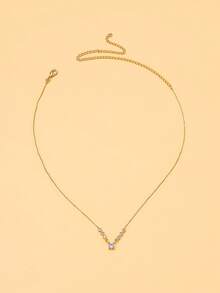 1件 V型水鑽項鍊，極簡風女性日常佩戴頸部飾品 - 金色 - 查看 6