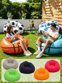 Portable Inflatable Bean Bag Sofa Chair, Soft Velvet Leak-Proof Slouchy Sofa, Lightweight Foldable Inflatable Sofa, Suitable For Camping, Balcony, Garden, Indoor Games, Beach And Travel Use - Multicolor - View 1