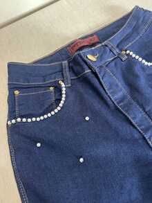 pthirillo Women Jeans - 口袋珍珠和斑點珍珠 - 查看 6
