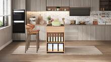 جزيرة مطبخ سوداء 140 * 60 * 90 سم - أسود وطبيعي - مشاهدة 6