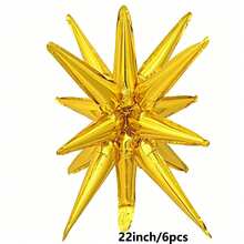 6pcs 22-Inch Starburst Foil Balloons, Suitable For Party Background Decoration For Halloween, Christmas, Birthdays, Weddings, Anniversaries, Graduations, Etc., Available In Multiple Colors - Exploding Star - View 13