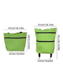 1Pc Detachable Compact Foldable Wheeled Shopping Cart, Portable Reusable Shopping Bag Handbag Shopping Cart For Travel Essentials Back To School Camping Essentials - Black - View 3