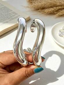 3/2/1 pièce Ensemble de bracelets géométriques torsadés en CCB argenté, élégant et décontracté, convient pour le port quotidien des femmes, les vacances, les fêtes, les cadeaux - Argent - Voir 5