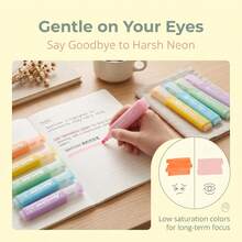 6-Color Macaron Soft Highlighter Pens, Minimalist Design, Smooth Writing, No Smudging, Fade-Resistant. Fluorescent Marker Pens Designed For Student Notes, Journaling And Back-To-School Stationery Gifts, Helping You Easily Start A New Chapter Of Learning. - 6-color Highlighter Set - View 2