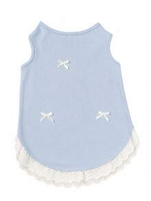 2026 New Spring/Summer Large Dog Vest, Light Blue Lace Bow Pet Top, Breathable Large Dog Clothing, Suitable For Golden Retriever, Labrador - Multicolor - View 9