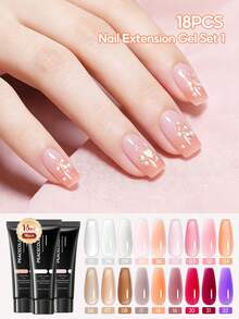 PEACECOLOR 16ml Nude Poly Nail Extension Gel, UV LED Cured Quick Building Builder Gel For Nude Nail Extension & French Manicure, Home Salon Beginner Nail Art - Multicolor - View 6
