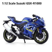 Burago 1:12 Scale Suzuki GSX-R1000 White/Black/Blue Die-Cast Motorcycle Model – Creative Desktop Ornament With Display Stand (Gift) - Multicolor - View 8