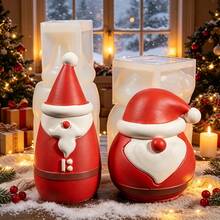 2pcs Big Beard Santa Claus Candle Cup Silicone Mold, 2 Styles Available, Hat Santa Claus Jar Plaster Resin Epoxy Mold, Christmas Decoration Ornament Making, Storage Container Making, Perfect For Handmade Crafts, Reusable - Santa Claus Storage Jar Mold - View 5