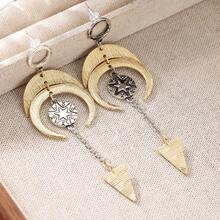 DIYCCPC Unique Gothic Sky Pendant Earrings, Brushed Crescent Moon And Star Arrow Tail Pendant, Mysterious Bohemian Jewelry For Women - Two-color - View 5