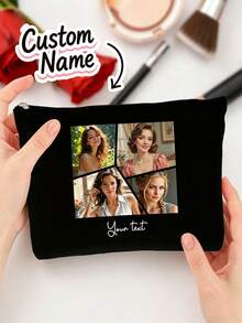 Customizable Clutch Bag With Printed Photos/Illustrations. Personalized Cosmetic Bag. Suitable For Holidays/Vacations, School - Multicolor - View 3