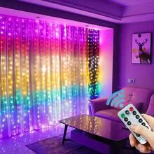 Colorful Curtain Lights, 99.06cm/299.72cm, 8 Lighting Modes, With Remote Control, Hanging Fairy Lights, Suitable For Wall Bedroom Window Party Background Lighting (No Curtain, No Hooks) - Colored Light - View 2