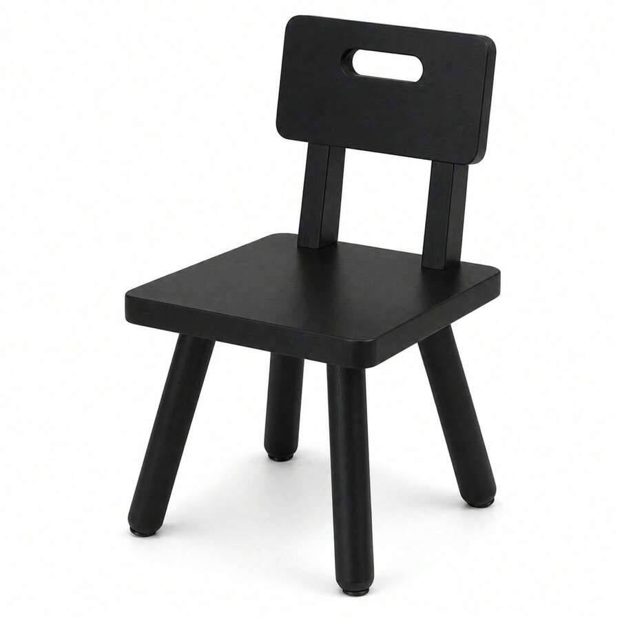Shoze Creative Solid Wood Small Chair, Nordic Foot Rest Stool With Handle For Living Room & Bedroom - Black - View 1