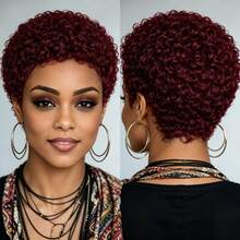 6 Inch Short Curly Wig For Women, Short Layered Machine-Made Full Head Wig, Elf-Like Curly Short Hair - Multicolor - View 12