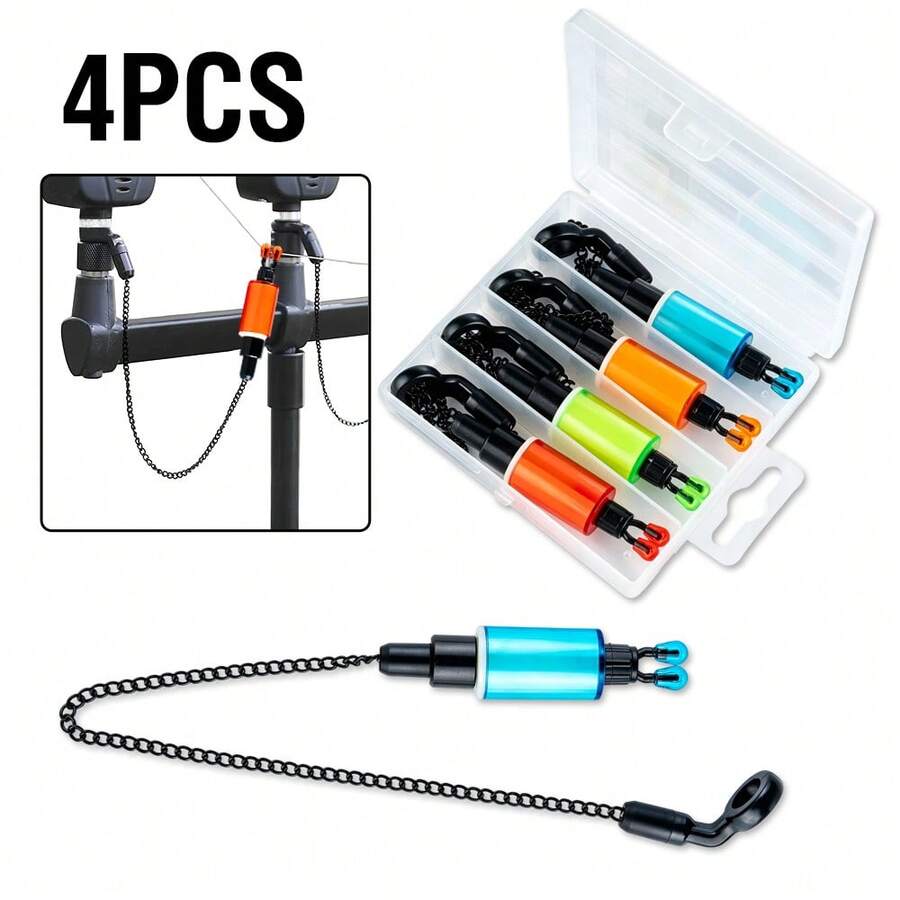 4 Pcs Carp Fishing Bite Indicator Set Sensitive Swinger Auxiliary Tool With Metal Adjustable Chain Openable Head (Blue/Orange/Green/Red) Gifts For Men - CFA007 - View 1