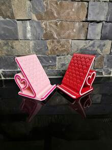 Romantic Heart-Shaped Phone Stand, Perfect Valentine's Day Gift For Her, Fashionable Desktop Decoration, Portable Non-Slip, Suitable For Live Streaming/Office/Broadcasting/Online Learning And More - Multicolor - View 6