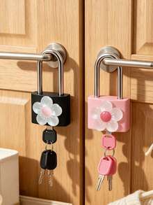 Metal Mini Padlock With Cute Transparent Flower Decoration, 2 Keys, Outdoor Small Combination Lock, No Assembly Required, Small Luggage Lock, Metal Key Lock, Suitable For Suitcase, Pencil Case, Backpack, Travel Accessories, School Locker, Sports Locker, Fence, Waterproof Combination Lock, Toolbox, Perfect For Graduation Season, Back To School, Teacher's Day Gift, Travel Accessory - Multicolor - View 6