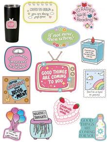50pcs Cartoon Inspirational Stickers For Scrapbooking, Laptop, Luggage, Water Bottle, Phone Case DIY Decoration School Supplies - 50pcs - View 1