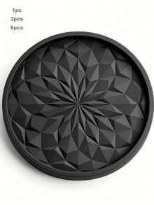 7/6/3/1pc/Set Thickened Solid Color Heat-Resistant Silicone Coasters With Storage Rack, Geometric Diamond & Round Design Non-Slip Drink Cup Mats, Suitable For Coffee Cups, Wine Glasses, Kitchen Dining Table Party Home Decor Accessories, Christmas Decoration - Multicolor - View 12