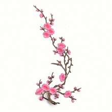 1pc Plum Blossom Embroidered Patch, Clothing Adhesive Patch, Garment Decoration Accessory, Pink Plum Blossom Fabric Patch, Exquisite Embroidered Decorative Patch, Suitable For Clothes, Bags, Handbags, Performance Costumes, Home Decor, With Heat-Activated Adhesive Backing, Iron-On Patch - One Size - View 13